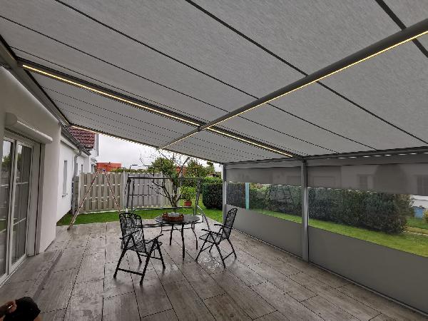 Referenz | RST-RÜGEN | Markilux MX Pergola mit LED Line und Roma Textilscreens mit Panoramafenster | Sassnitz auf Rügen